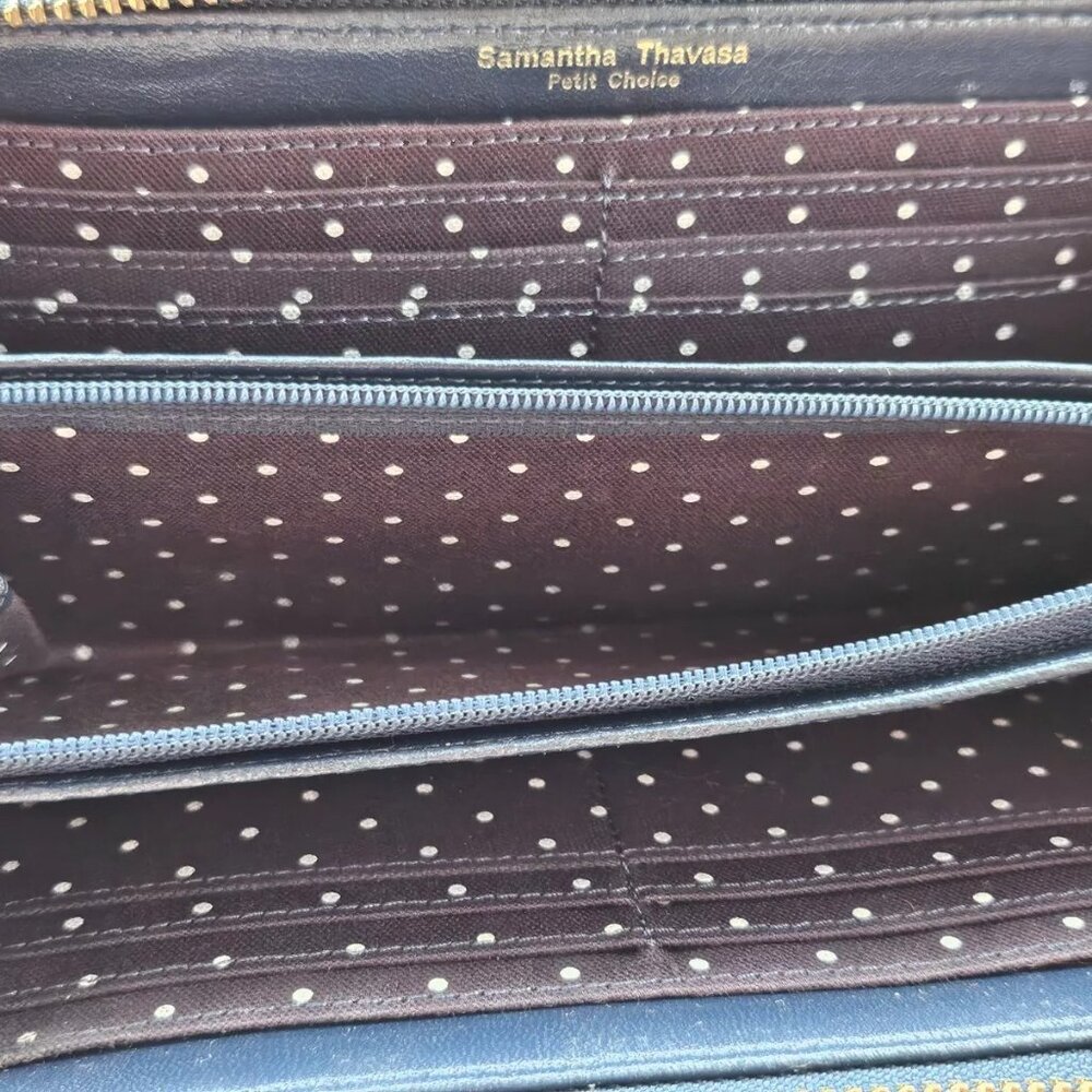 Samantha Thavasa Petit Choice Wallet Clutch Blue Card Holder Purse Zip Around - Picture 9 of 10